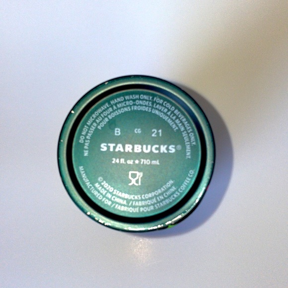 2020 Starbucks Metal Tumbler Dark Green with Hot Pink Green and White Confetti - Picture 4 of 7